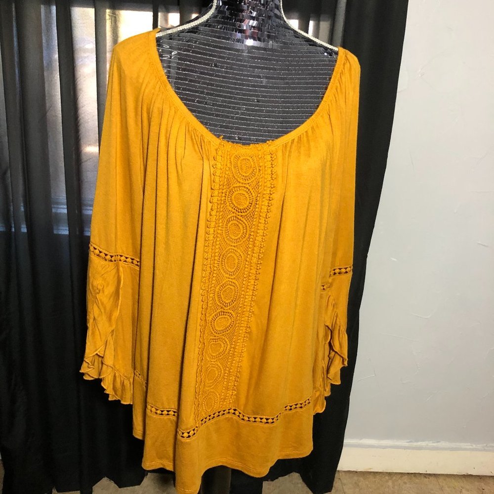 Boutique Plus OX Yellow Gold Bell Sleeve Pullover